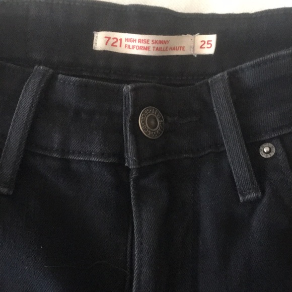 LEVI’S 721 High Rise Skinny stretchy Black Denim Jeans - Picture 6 of 11